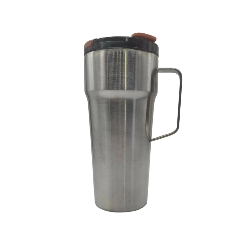 Taza de viaje con aislamiento al vacío de doble pared y asa