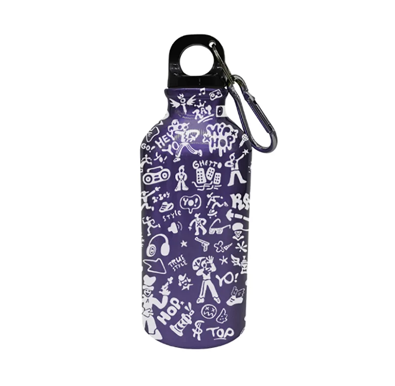 Botella deportiva de acero inoxidable Purple Graffiti Street Art